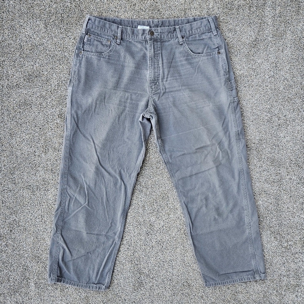 Carhartt B159 Loose Fit Canvas Carpenter Work Pants Gray Mens Size 40X30